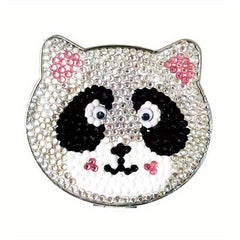DIY Diamond Painting Small Mirror Owl Pattern Portable Foldable Mirror