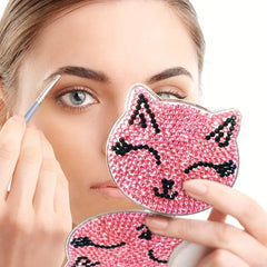 DIY Diamond Painting Small Mirror Owl Pattern Portable Foldable Mirror