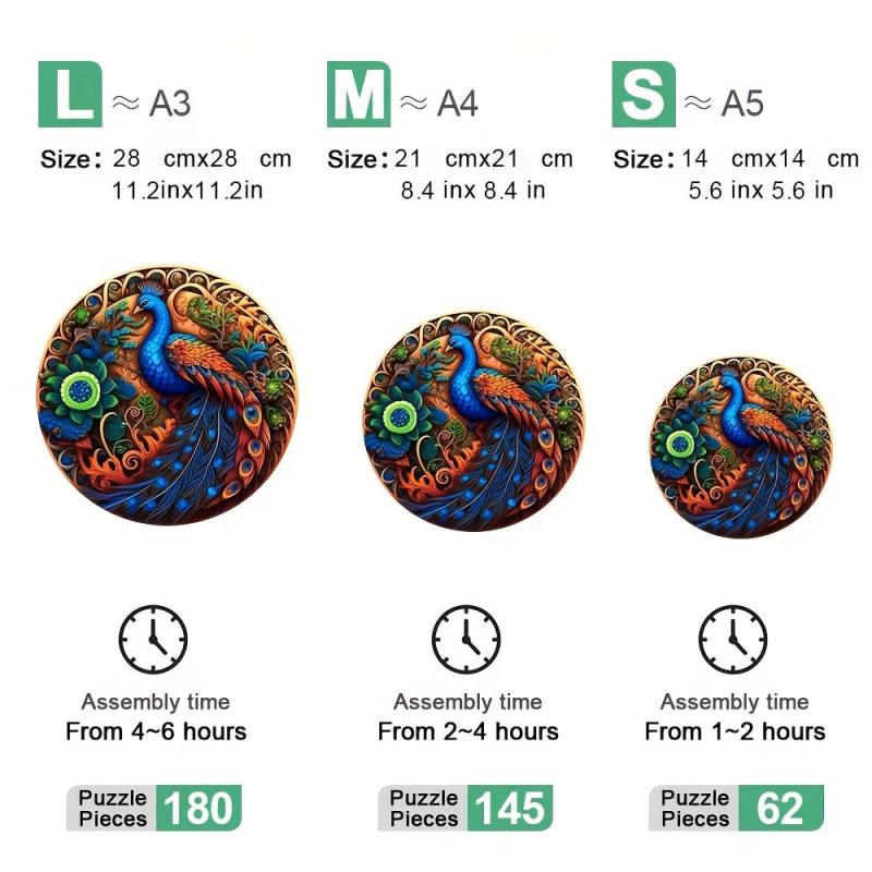 Peacock Wooden Puzzle Home Decoration Painting Toy