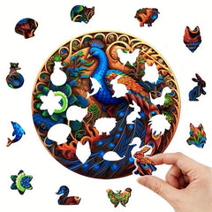 Peacock Wooden Puzzle Home Decoration Painting Toy