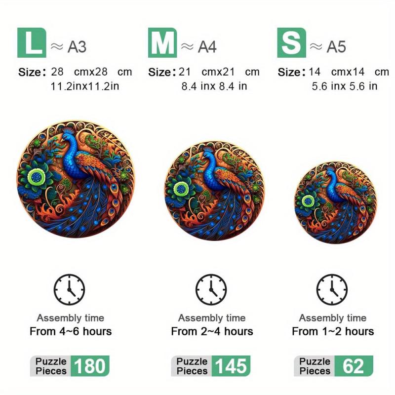 Peacock Wooden Puzzle Home Decoration Painting Toy