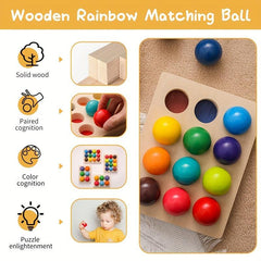 Colorful Wooden Rainbow Matching Ball Toy for Kids