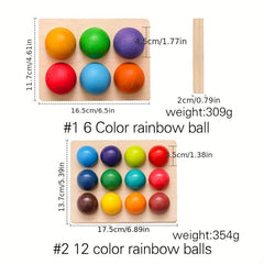 Colorful Wooden Rainbow Matching Ball Toy for Kids