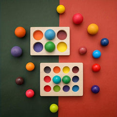 Colorful Wooden Rainbow Matching Ball Toy for Kids