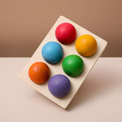 Colorful Wooden Rainbow Matching Ball Toy for Kids
