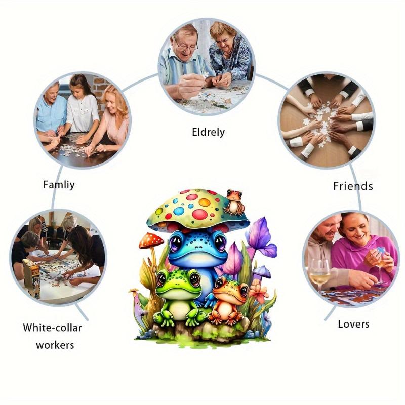 Frogs Wooden Puzzle Jigsaw Animal Shape Puzzles Wooden Toys