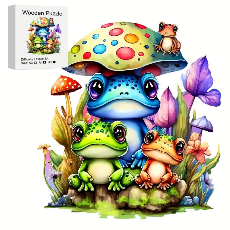 Frogs Wooden Puzzle Jigsaw Animal Shape Puzzles Wooden Toys