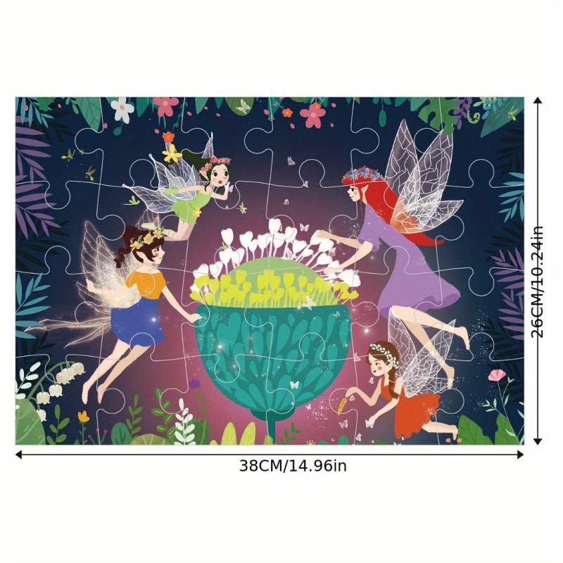 Kids Educational Puzzle 24 Pieces Flower Fairy Picking Flower 2mm Thick