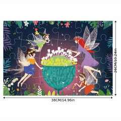 Kids Educational Puzzle 24 Pieces Flower Fairy Picking Flower 2mm Thick