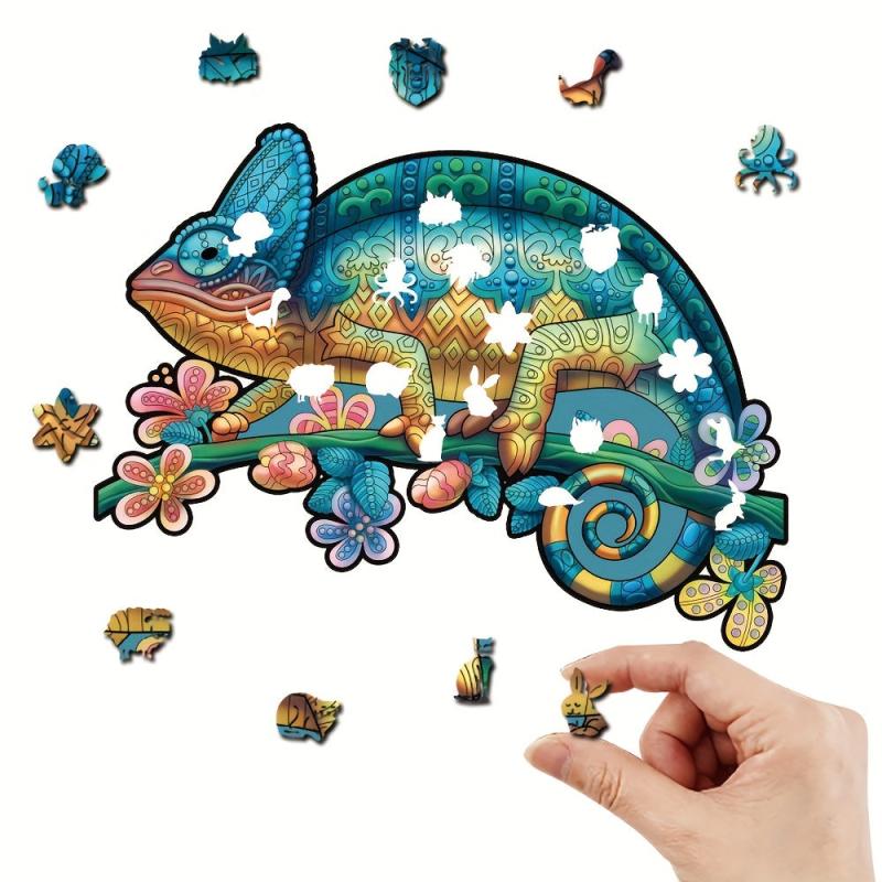 Wooden Puzzle Educational Toy Animal Puzzle Game Dragon Pattern Wall Decor