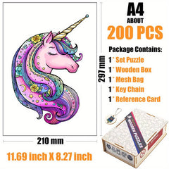 Sweet Unicorn Irregular Wooden Puzzle With Wooden Box