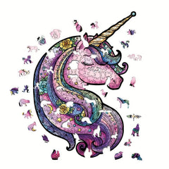 Sweet Unicorn Irregular Wooden Puzzle With Wooden Box