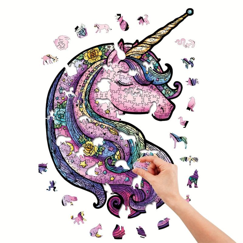 Sweet Unicorn Irregular Wooden Puzzle With Wooden Box