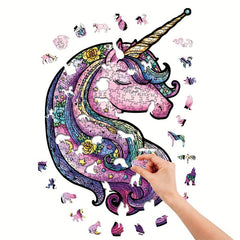 Sweet Unicorn Irregular Wooden Puzzle With Wooden Box