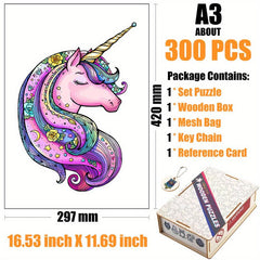 Sweet Unicorn Irregular Wooden Puzzle With Wooden Box