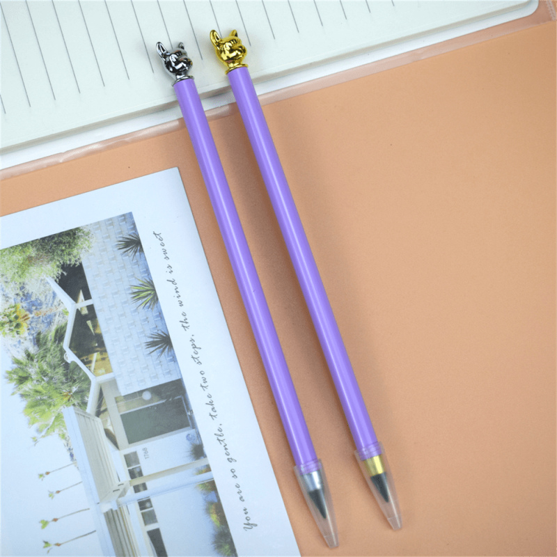 2pcs Bulldog Shaped Metal Pencil for Kids & Students