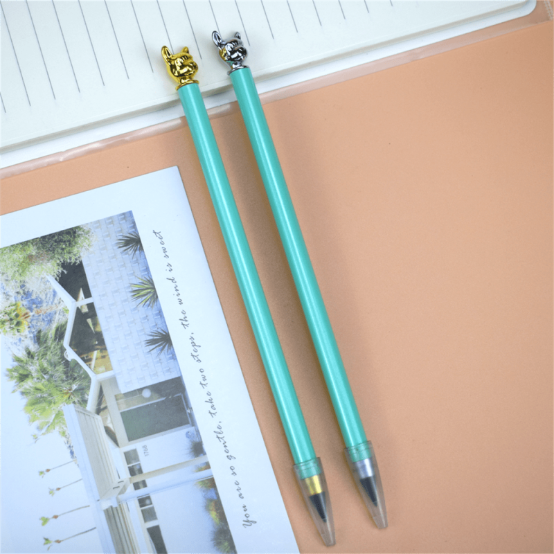 2pcs Bulldog Shaped Metal Pencil for Kids & Students