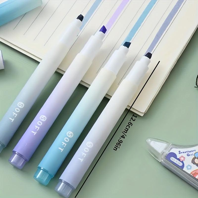 4pcs Morandi Colorful Highlighters for Note-taking Drawing Office Supplies
