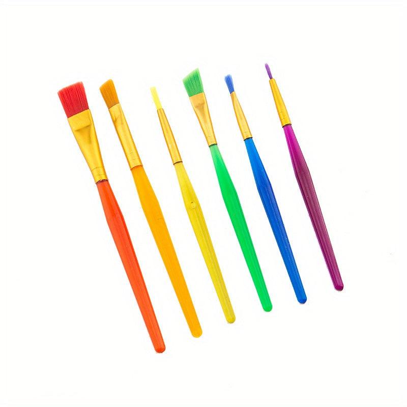 6pcs Candy Plastic Watercolor Brushes Art Painting Pen Set