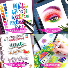 36 Watercolor Brush Pens Combo with Water Brushes for Painting Calligraph