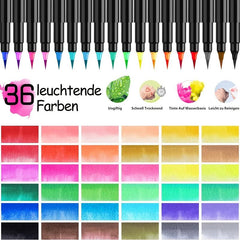 36 Watercolor Brush Pens Combo with Water Brushes for Painting Calligraph