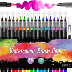 36 Watercolor Brush Pens Combo with Water Brushes for Painting Calligraph