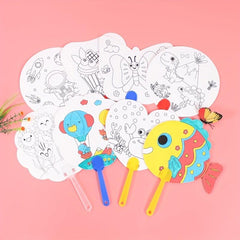 Cartoon DIY Painting Fans for Holiday Decor