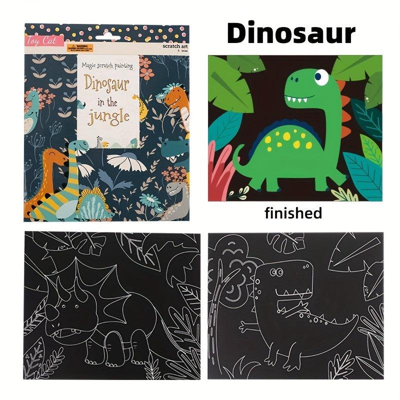 3pcs Scratch Art For Kids Rainbow Scratch Paper Children's Drawing Kit