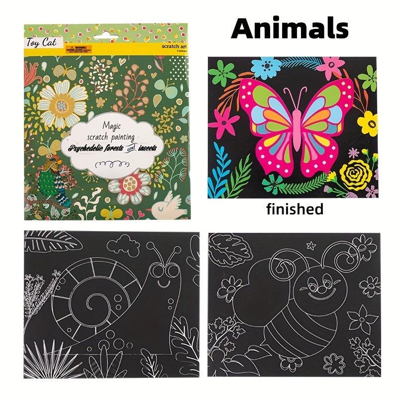 3pcs Scratch Art For Kids Rainbow Scratch Paper Children's Drawing Kit