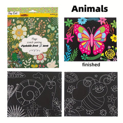 3pcs Scratch Art For Kids Rainbow Scratch Paper Children's Drawing Kit