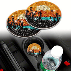 2pcs Sunset Beauty Coaster DIY Diamond Painting Car Coaster