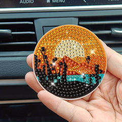 2pcs Sunset Beauty Coaster DIY Diamond Painting Car Coaster