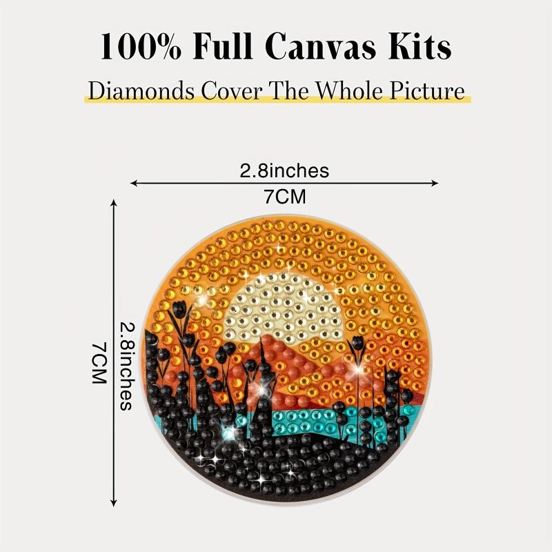 2pcs Sunset Beauty Coaster DIY Diamond Painting Car Coaster