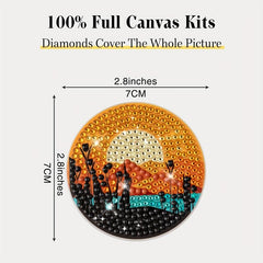 2pcs Sunset Beauty Coaster DIY Diamond Painting Car Coaster