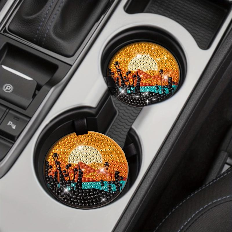 2pcs Sunset Beauty Coaster DIY Diamond Painting Car Coaster
