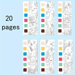 Kids Watercolor Coloring Book w/ Built-in Watercolor, 20 Pages