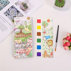 Kids Watercolor Coloring Book w/ Built-in Watercolor, 20 Pages