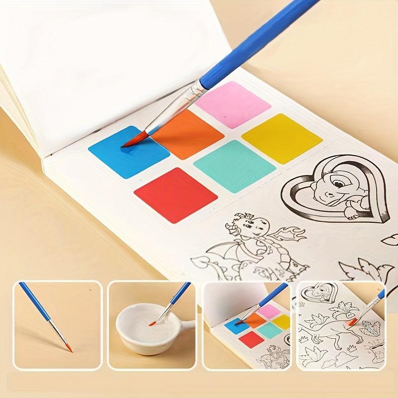 Kids Watercolor Coloring Book w/ Built-in Watercolor, 20 Pages