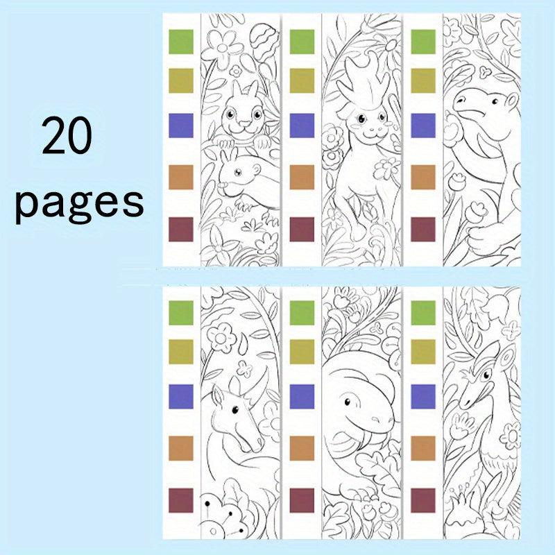 Kids Watercolor Coloring Book w/ Built-in Watercolor, 20 Pages