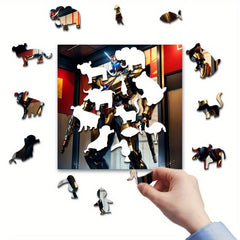Golden Armor Warrior Wooden Jigsaw Puzzle Irregular Shape Particles