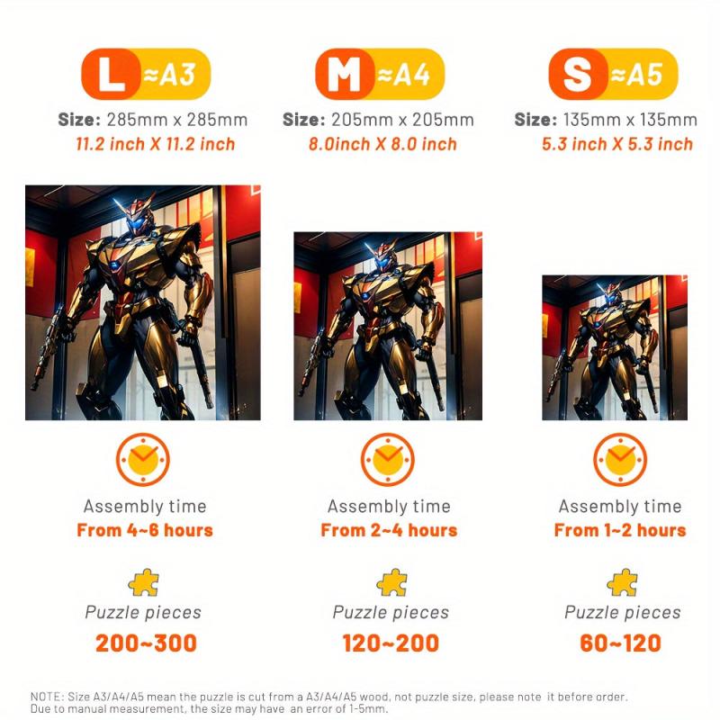 Golden Armor Warrior Wooden Jigsaw Puzzle Irregular Shape Particles