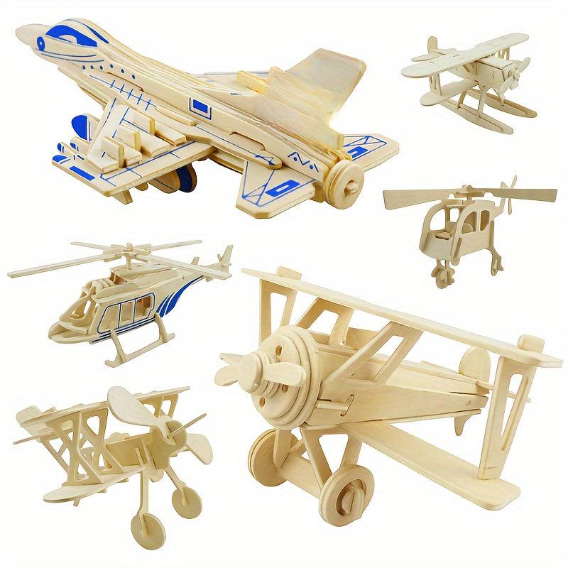 33pcs Wooden Aircraft Model DIY Puzzle Decoration