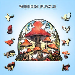 Mushroom Forest Wooden Puzzle Animal Party Game Christmas Gift