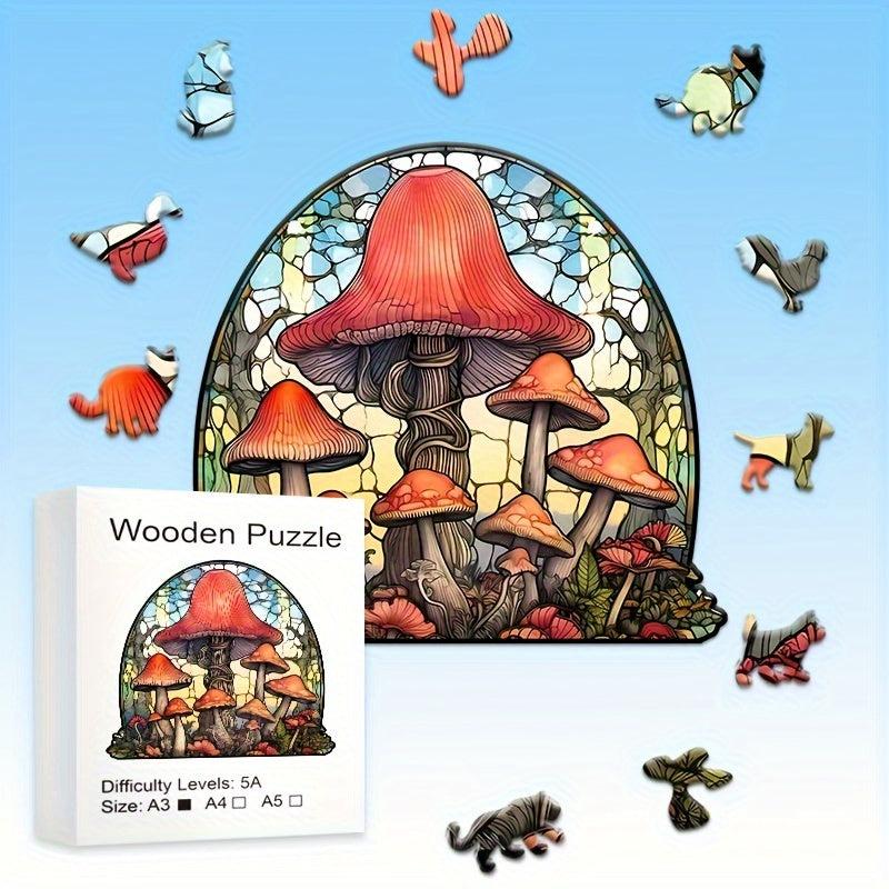 Mushroom Forest Wooden Puzzle Animal Party Game Christmas Gift