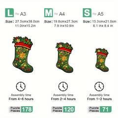 Wooden Puzzle Christmas Boots Unique Gift Adult Stress Relief