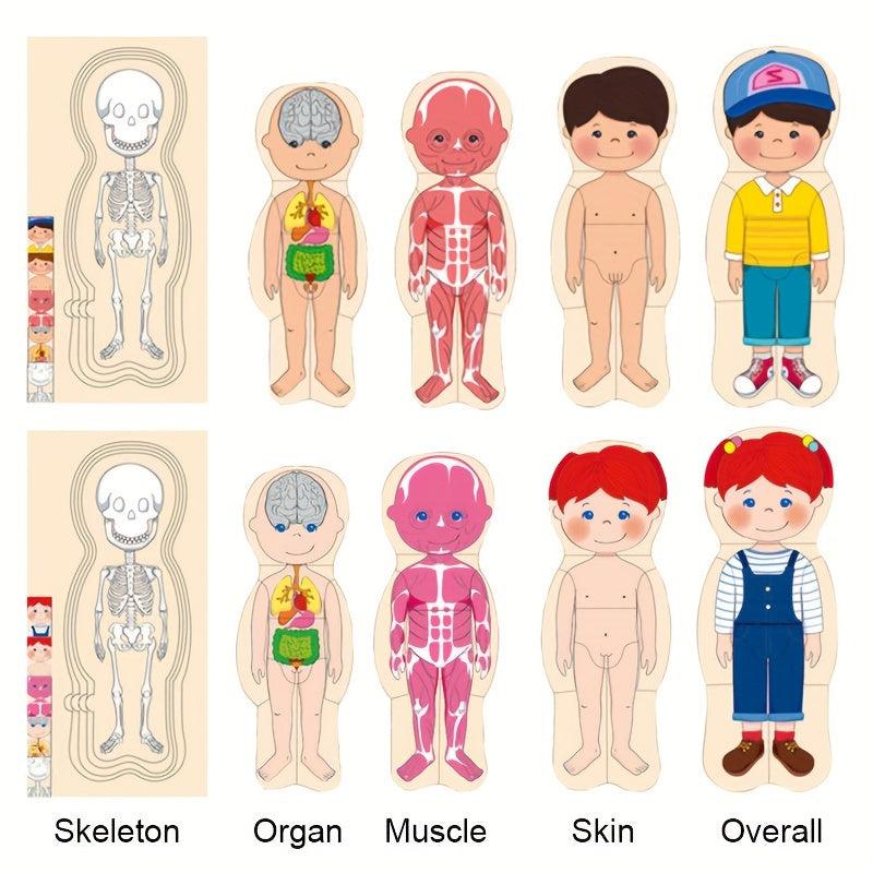 Children's Wooden Body Puzzle Occupational Costume Cognitive Puzzle
