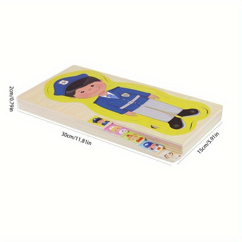 Children's Wooden Body Puzzle Occupational Costume Cognitive Puzzle