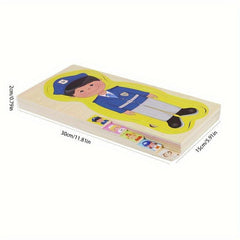 Children's Wooden Body Puzzle Occupational Costume Cognitive Puzzle