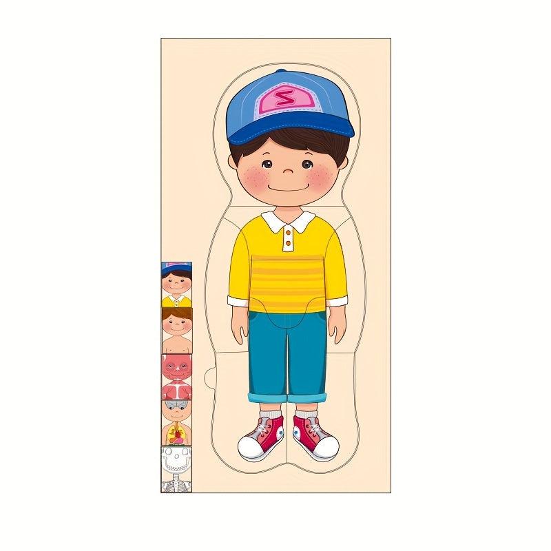 Children's Wooden Body Puzzle Occupational Costume Cognitive Puzzle