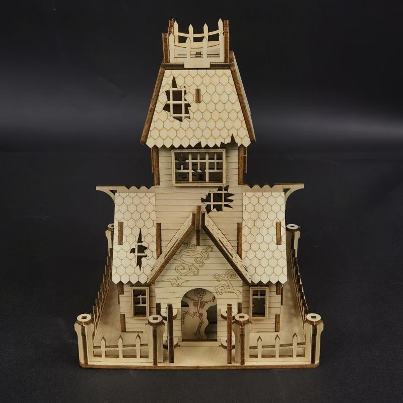 Halloween House 3D Wooden Puzzle Educational Assembly Toy DIY